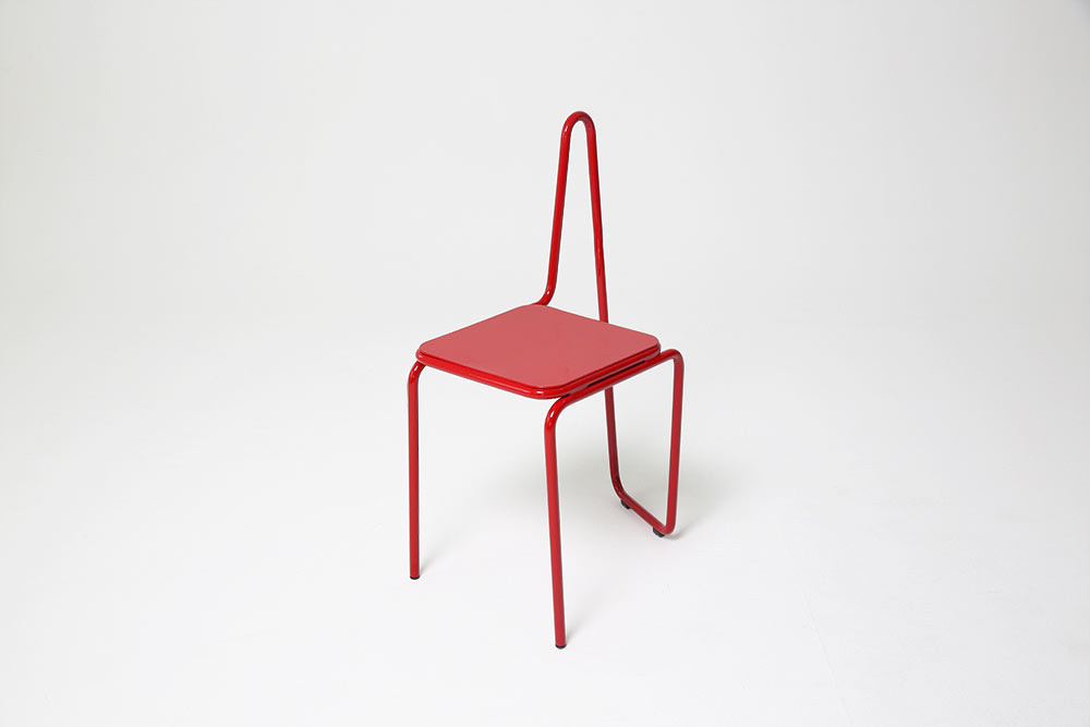 Красный металлический стул One Liner, фото