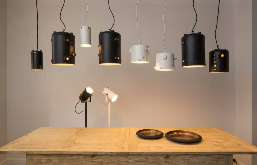 Металлические лампы из отработанных бойлеров кофейных машин, фото